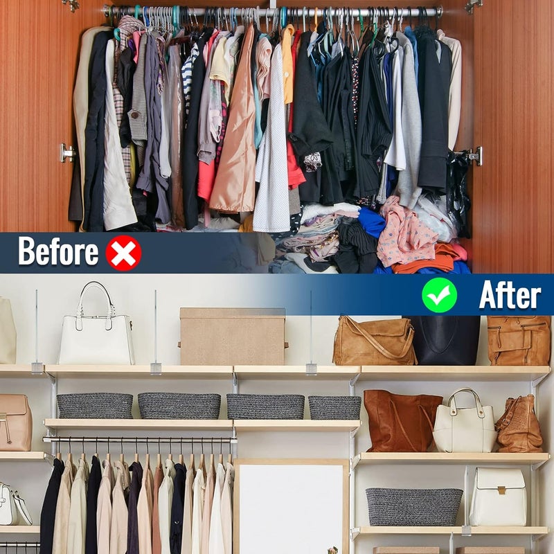 BAUMFEUER 24 Pack Clear Acrylic Shelf Dividers for Closet Shelf Organizer of Bedroom Kitchen Office Bathroom Organizer for Clothes Books Hats and Handbags - Image 5